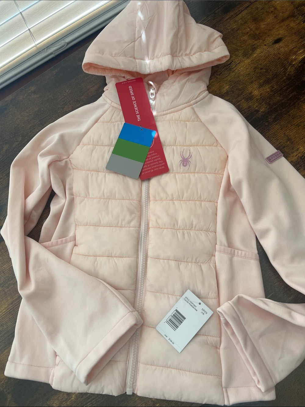 Kids Light Pink Hooded Quilted Jacket